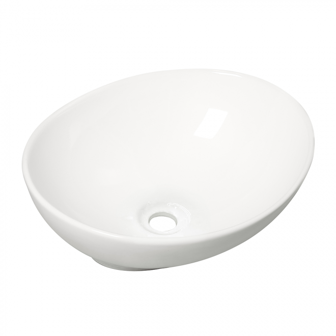 Wiesbaden Barco Waskom Ovaal Keramiek 40x33cm Glans Wit